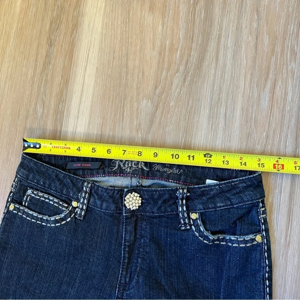 Rock 47 by Wrangler Dark Wash Low Rise Jeans Size 7/34 Rhinestone Detail